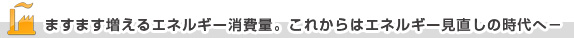 ますます増えるエネルギー消費量。
  	これからはエネルギー見直しの時代へ